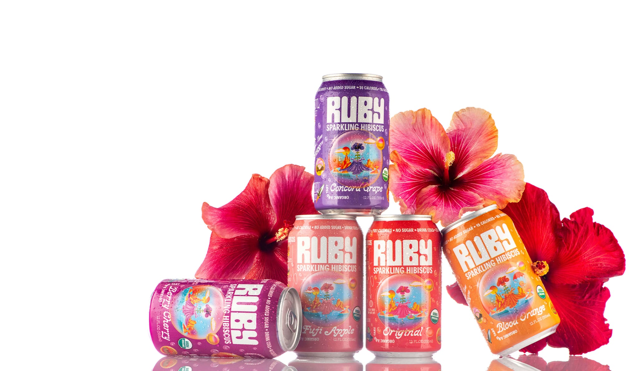 FINALLY, A JUICY ORGANIC SODA. BIG ON FLAVOR AND BIG ON BENEFITS. THAT'S THE POWER OF HIBISCUS.